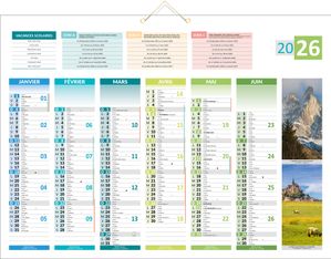 Calendrier bancaire année civile BOUCHUT "4 Saisons" 40,5 x 55 cm Pefc 70 %