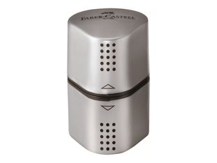 Faber-Castell Grip - Taille-crayon - 3 trous - Avec réservoir - Argent