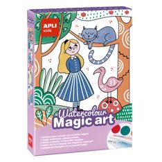 Coffret APLI Kids Watercolour Magic Art - aquarelle et feutre magique avec 14 planches - pinceau et gomme - dès 5 ans