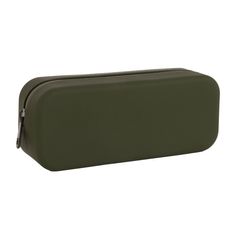 Trousse rectangulaire en silicone vert kaki Up North avec zip imperméable - design minimaliste et nettoyage facile