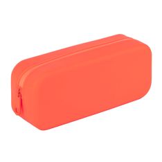 Trousse en silicone orange NEON avec zip étanche - matière lavable et toucher velouté