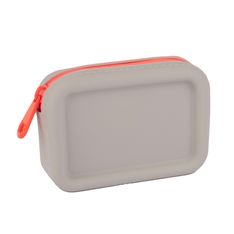 Porte‑monnaie silicone gris NEON avec zip orange fluo et design urbain - format compact et lavable