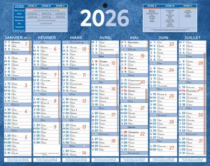 Calendrier bancaire année civile BOUCHUT "215 Bleu" 21 x 26,5 cm coloris bleu Pefc 70 %