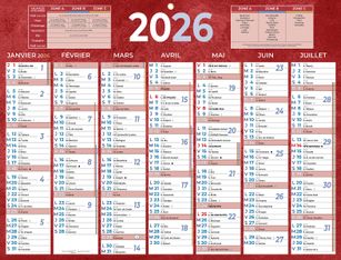 Calendrier bancaire année civile BOUCHUT "222 Rouge" 32 x 42 cm coloris rouge Pefc 70 %