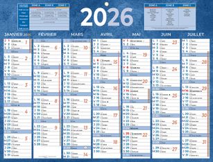 Calendrier bancaire année civile BOUCHUT "222 Bleu" 32 x 42 cm coloris bleu Pefc 70 %