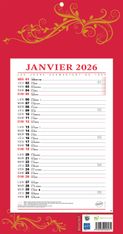 Calendrier bloc mensuel à feuillets année civile BOUCHUT "409 Rouge" 19 x 36 cm Pefc 70 %