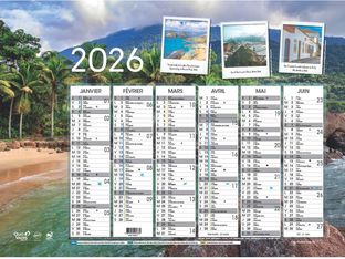 Quo Vadis - Calendrier Fantaisie 6 mois par face - 55 x 40,5 cm - évasion