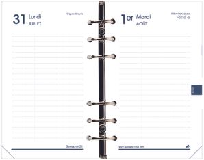Quo Vadis - Recharge Organiseur - 2026-2027 - Timer 17 - Journalier - Français - 12 mois de août à juillet - 10x17 cm - Papier Clairefontaine blanc - Fabrication française