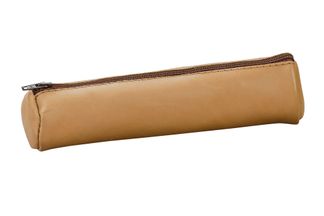 Oxford - Trousse ronde (petit format) - 1 compartiment - cuir naturel beige