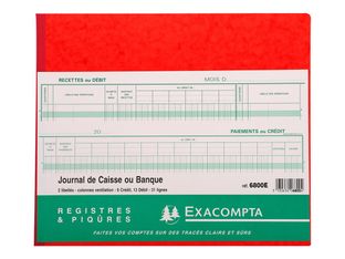 Exacompta - Journal de caisse ou banque - 19 colonnes : 13 débits/6 crédits - 27 x 32 cm horizontal