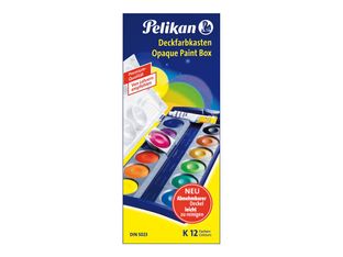 Pelikan 735 K/12 - peinture - noir, jaune, orange, violet, bleu d'outremer, Sienne brulée, bleu vert, jaune vert, ocre jaune, bleu cyan, blanc de Chine, rouge magenta, foncé vermillon