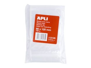 Apli Agipa - 100 Sachets à fermeture zip - 80 x 120 mm - transparent