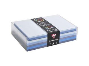 Clairefontaine - enveloppe - International C6 (114 x 162 mm) - côté ouvert - bleu, bleu nuit, bleu lavande, bleu intense, myosotis - pack de 40