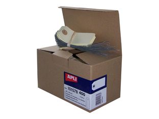 Apli - 400 Étiquettes d'expédition - filaire - 8 x 3.8 cm - trou renforcé - 160 g/m² - crème
