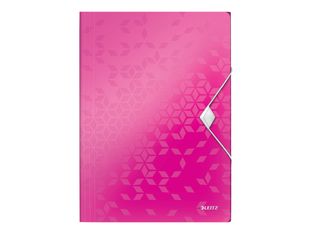 Leitz WOW - chemise à 3 rabats - A4 - pour 150 feuilles - rose métallique
