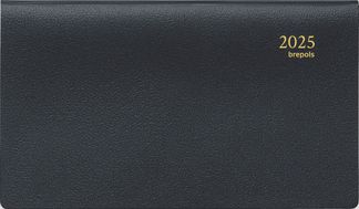 Agenda de poche spiralé Genova Omniplan - 1 semaine sur 2 pages - 16 x 9 cm - noir - Brepols