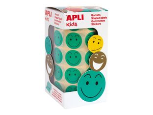 APLI kids Happy Face - Adhésif décoratif - 900 pièces - rond - 20 mm diameter - vert - non permanent - papier