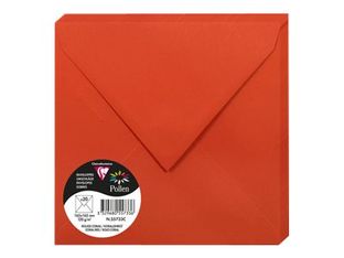 Pollen - enveloppe - 165 x 165 mm - côté ouvert - rouge corail - pack de 20