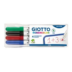 GIOTTO ROBERCOLOR - Pack de 4 marqueurs effaçables - couleurs assorties - pointe fine