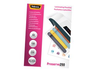 Fellowes Laminating Pouches Preserve 250 Micron - pack de 100 - brillant - A4 - pochettes plastifiées
