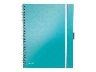 Leitz WOW Be Mobile - Bloc collège polypro - reliure à anneaux métalliques - A4 - 160 pages - ligné - bleu glacé