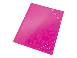 Leitz WOW - chemise à 3 rabats - pour A4 - capacité : 250 feuilles - rose métallisé
