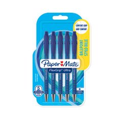 PAPER MATE® FLEXGRIP ULTRA™ 5 stylos bille rétractables - Bleu - Pointe Moyenne