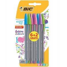 Boligrafo bic cristal fun bolsa 6+2