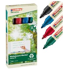edding EcoLine 28 board - 4 marqueurs effaçables - noir, rouge, bleu, vert - 1,5-3 mm