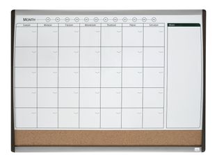 Nobo Quartet - Placa combinada: encerado, tablón de anuncios - 585 x 430 mm - corcho - magnético - marco negro/plata