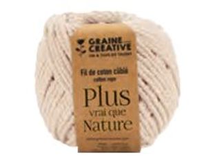 Graine Creative - Pelote de macramé - diamètre de 2,5 x 80 m - écru naturel