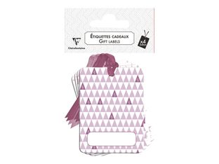 Clairefontaine - étiquette cadeau - 6 cm x 8 cm - pink childhood - à motifs - papier (pack de 4)