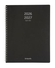 Agenda à spirale Polyprop 16 mois - 1 semaine sur 2 pages - 21 x 27 cm - noir - Brepols