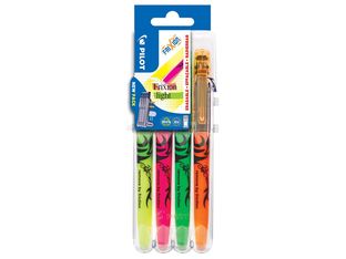 Pilot FriXion Light - Pack de 4 surligneurs - vert, jaune, orange, rose