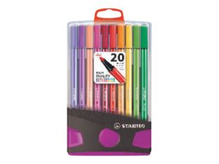 STABILO Pen 68 ColorParade - feutre - noir, vert, jaune, orange, brun, violet, vert clair, bleu d'outremer, rouge foncé, bleu prussien, lilas, gris foncé, bleu foncé, carmin, bleu turquoise, ocre foncé, azur, vert turquoise, rose vif, couleur chair clair