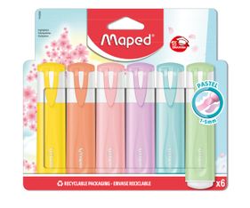 Maped Fluo Peps Pastel - Pack de 6 surligneurs - couleurs assorties