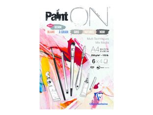Clairefontaine PaintON - Bloc encollé - A4 - 24 feuilles - blanc, gris, noir, naturel, denim