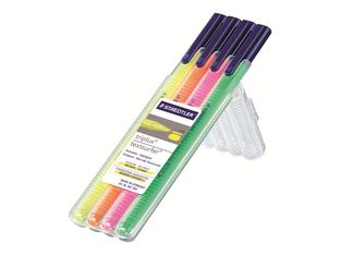 STAEDTLER triplus textsurfer - Surligneur - vert fluo, jaune fluo, orange fluo, rose néon - encre pigmentée à base d'eau - 1-4 mm - trait fin