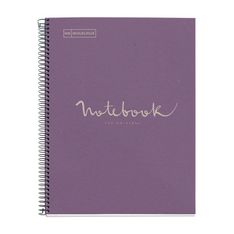 Notebook Eco Emotions, Carton recyclé, A4, quadrillage 5x5 mm, 80 feuilles de 1 couleur,  Miquelrius, Lavande.