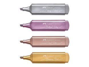 Faber-Castell TEXTLINER 46 Metallic - Pack de 4 surligneurs (rose perle, argent brillant, rubis brillant, or glamour)