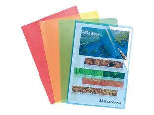 Exacompta - 10 Pochettes coin - A4 - 12/100 - couleurs transparentes assorties