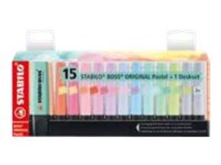 STABILO BOSS ORIGINAL - Pack de 15 surligneurs - couleurs pastels assorties