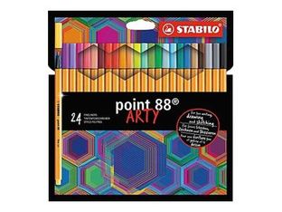 STABILO point 88 ARTY - Pack de 24 stylos-feutres - 0,4 mm - couleurs assorties