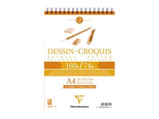 Clairefontaine - Bloc dessin croquis à spirale - A4 - 35 feuilles - 160 gr