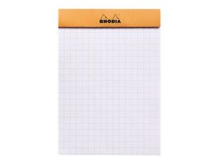 RHODIA N°12 - Bloc de notas - grapado - 85 x 120 mm - 80 hojas / 160 páginas - papel blanco - cuadriculado - tapa dura - cubierta naranja - cartón