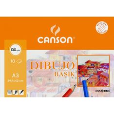 Canson minipack basik A3 10 hojas dibujo liso 130gr.