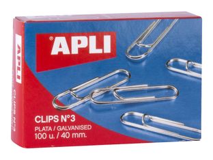 APLI No.3 - Clips de papeles - 40 mm - dinero - paquete de 100