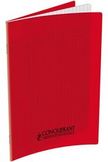 Conquérant Sept - Cahier polypro 17 x 22 cm - 192 pages - grands carreaux (Seyes) - rouge