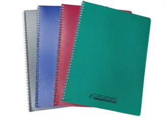 Conquérant Classique - Cahier polypro à spirale 24 x 32 cm - 100 pages - grands carreaux (Seyes) - disponible dans différentes couleurs