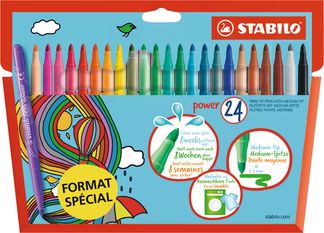 STABILO Power - 24 Feutres - pointe moyenne - couleurs assorties